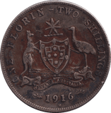 1916 SILVER FLORIN AUSTRALIA - SILVER WORLD COINS - Cambridgeshire Coins