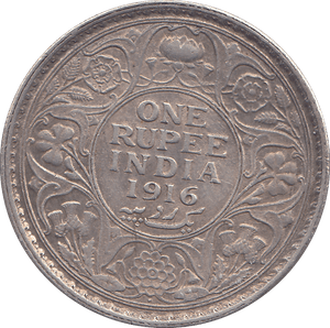 1916 SILVER ONE RUPEE INDIA - SILVER WORLD COINS - Cambridgeshire Coins