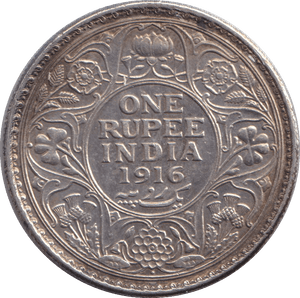 1916 SILVER ONE RUPEE INDIA - SILVER WORLD COINS - Cambridgeshire Coins