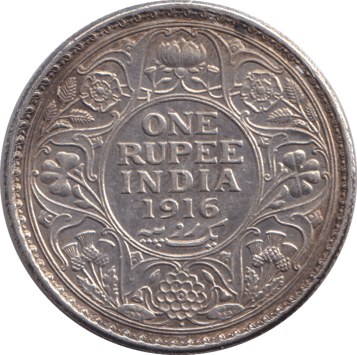 1916 SILVER ONE RUPEE INDIA - SILVER WORLD COINS - Cambridgeshire Coins