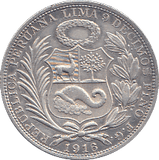 1916 SILVER SOL PERU - SILVER WORLD COINS - Cambridgeshire Coins