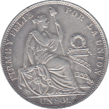 1916 SILVER SOL PERU - SILVER WORLD COINS - Cambridgeshire Coins