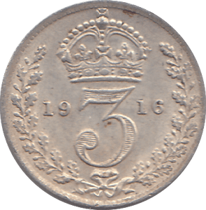 1916 SILVER THREEPENCE ( AUNC ) - THREEPENCE - Cambridgeshire Coins