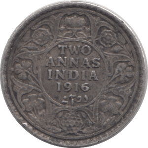 1916 SILVER TWO ANNAS INDIA - SILVER WORLD COINS - Cambridgeshire Coins