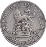 1916 SIXPENCE ( F ) - SIXPENCE - Cambridgeshire Coins