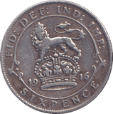 1916 SIXPENCE ( VF ) - SIXPENCE - Cambridgeshire Coins