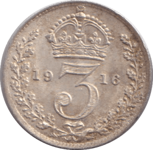 1916 THREEPENCE ( AUNC ) - SIXPENCE - Cambridgeshire Coins