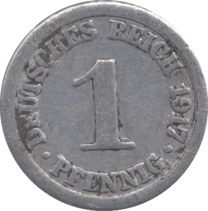 1917 1 PFENNIG GERMANY - SILVER WORLD COINS - Cambridgeshire Coins