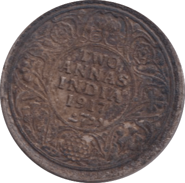 1917 2 ANNAS INDIA - WORLD COINS - Cambridgeshire Coins