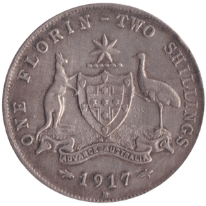 1917 AUSTRALIA FLORIN - WORLD COINS - Cambridgeshire Coins