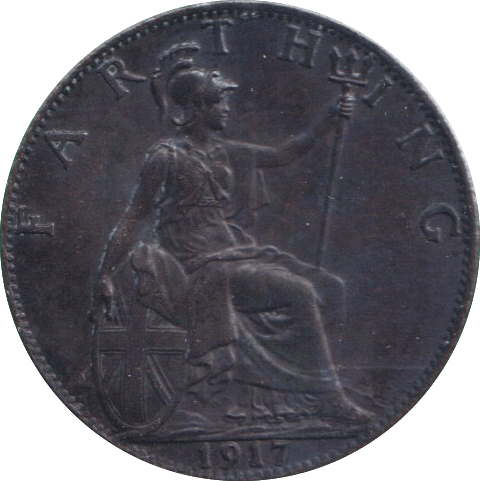 1917 FARTHING ( AUNC ) - FARTHING - Cambridgeshire Coins