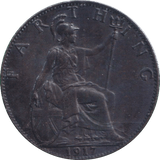 1917 FARTHING ( AUNC ) - FARTHING - Cambridgeshire Coins