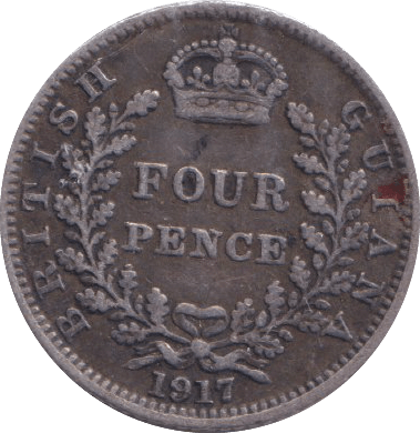 1917 FOURPENCE BRITISH GUIANA - WORLD COINS - Cambridgeshire Coins
