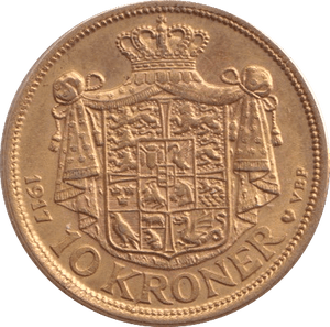 1917 GOLD 10 KRONER DENMARK - GOLD WORLD COINS - Cambridgeshire Coins