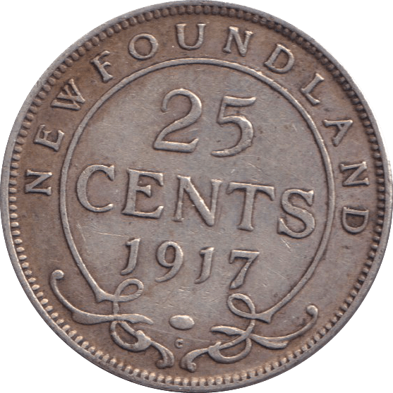 1917 NEWFOUNDLAND 25 CENTS - WORLD COINS - Cambridgeshire Coins