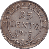 1917 NEWFOUNDLAND 25 CENTS - WORLD COINS - Cambridgeshire Coins