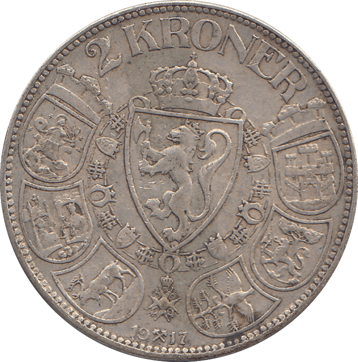 1917 NORWAY 2 KRONER - WORLD COINS - Cambridgeshire Coins