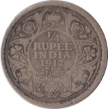 1917 QUARTER RUPEE INDIA - SILVER WORLD COINS - Cambridgeshire Coins