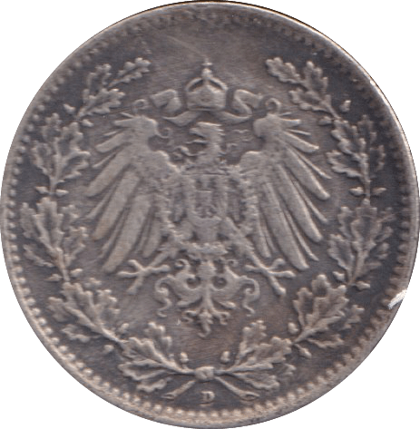 1917 SILVER 1/2 MARK GERMAN - SILVER WORLD COINS - Cambridgeshire Coins