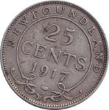 1917 SILVER 20 CENT NEWFOUNDLAND - SILVER WORLD COINS - Cambridgeshire Coins