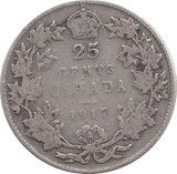 1917 SILVER 25 CENTS CANADA - SILVER WORLD COINS - Cambridgeshire Coins