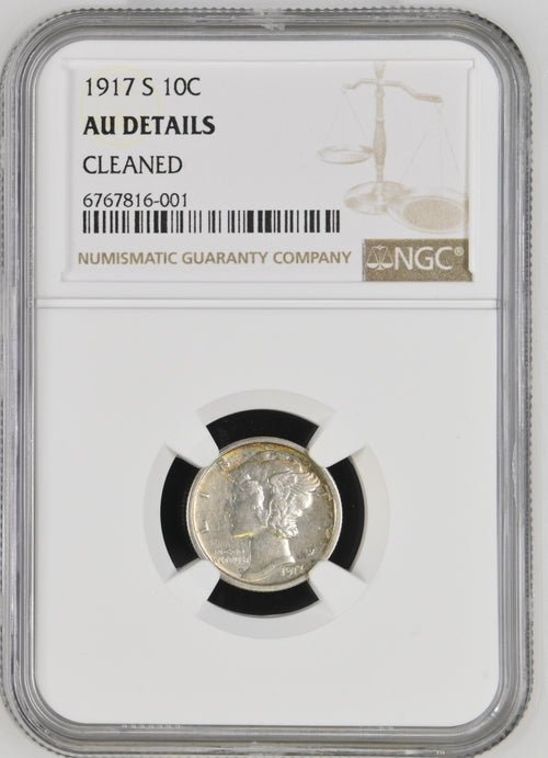 1917 SILVER DIME USA( NGC ) AU DETAILS CLEANED - NGC SILVER COINS - Cambridgeshire Coins