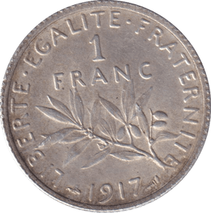 1917 SILVER FRANC FRANCE WW1 - WORLD COINS - Cambridgeshire Coins