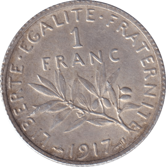 1917 SILVER FRANC FRANCE WW1 - WORLD COINS - Cambridgeshire Coins