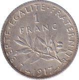 1917 SILVER FRANC FRANCE WW1 - WORLD COINS - Cambridgeshire Coins