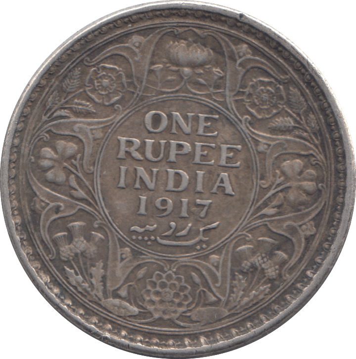1917 SILVER INDIA RUPEE - SILVER WORLD COINS - Cambridgeshire Coins