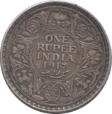 1917 SILVER INDIA RUPEE - SILVER WORLD COINS - Cambridgeshire Coins