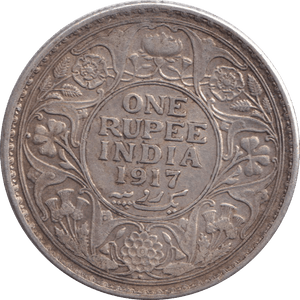 1917 SILVER ONE RUPEE INDIA - SILVER WORLD COINS - Cambridgeshire Coins