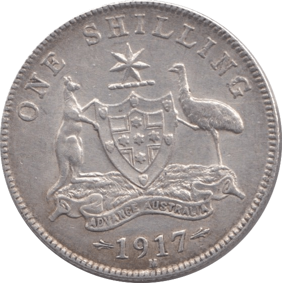 1917 SILVER ONE SHILLING AUSTRALIA - SILVER WORLD COINS - Cambridgeshire Coins