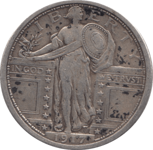 1917 SILVER QUARTER DOLLAR USA - SILVER WORLD COINS - Cambridgeshire Coins