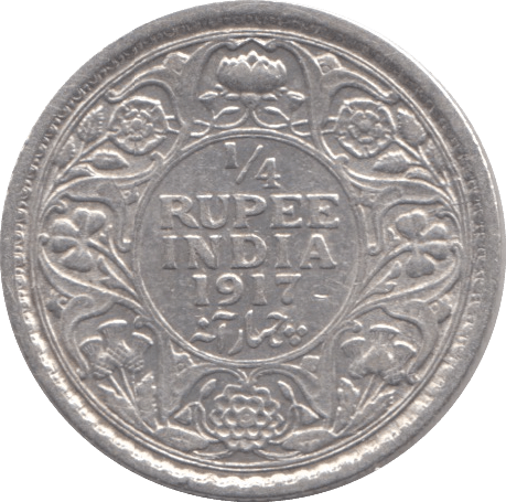 1917 SILVER QUARTER RUPEE INDIA - SILVER WORLD COINS - Cambridgeshire Coins