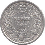 1917 SILVER QUARTER RUPEE INDIA - SILVER WORLD COINS - Cambridgeshire Coins