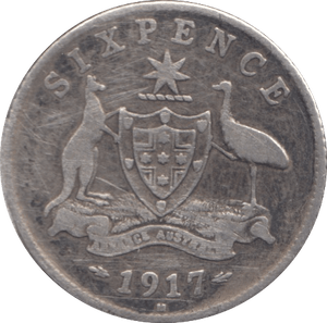 1917 SILVER SIXPENCE AUSTRALIA - SILVER WORLD COINS - Cambridgeshire Coins