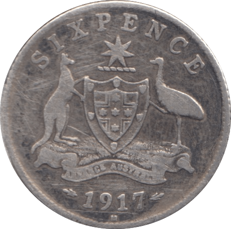 1917 SILVER SIXPENCE AUSTRALIA - SILVER WORLD COINS - Cambridgeshire Coins