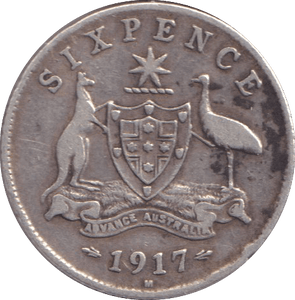 1917 SILVER SIXPENCE AUSTRALIA - SILVER WORLD COINS - Cambridgeshire Coins