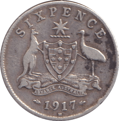 1917 SILVER SIXPENCE AUSTRALIA - SILVER WORLD COINS - Cambridgeshire Coins