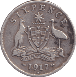1917 SILVER SIXPENCE AUSTRALIA - SILVER WORLD COINS - Cambridgeshire Coins