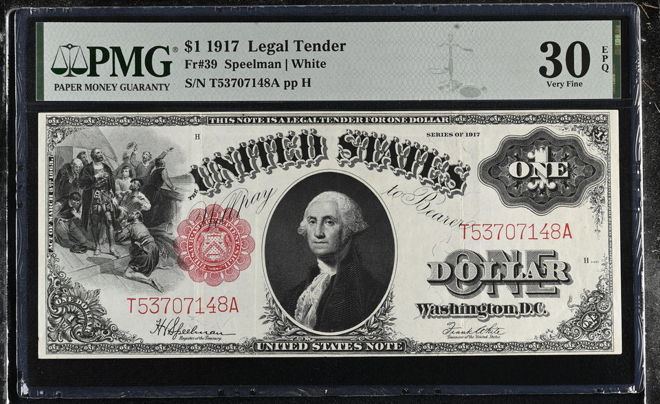 1917 UNITED STATES ONE DOLLAR FR1601 PMG 30 VERY FINE - PMG CERTIFIED WORLD BANKNOTES - Cambridgeshire Coins