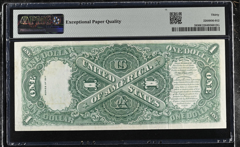 1917 UNITED STATES ONE DOLLAR FR1601 PMG 30 VERY FINE - PMG CERTIFIED WORLD BANKNOTES - Cambridgeshire Coins