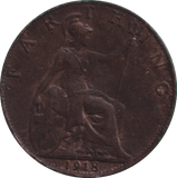 1918 FARTHING ( VF ) - FARTHING - Cambridgeshire Coins
