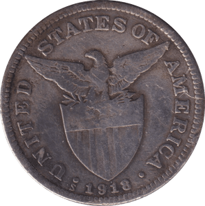 1918 FIFTY CENTS PHILIPPINES - WORLD COINS - Cambridgeshire Coins