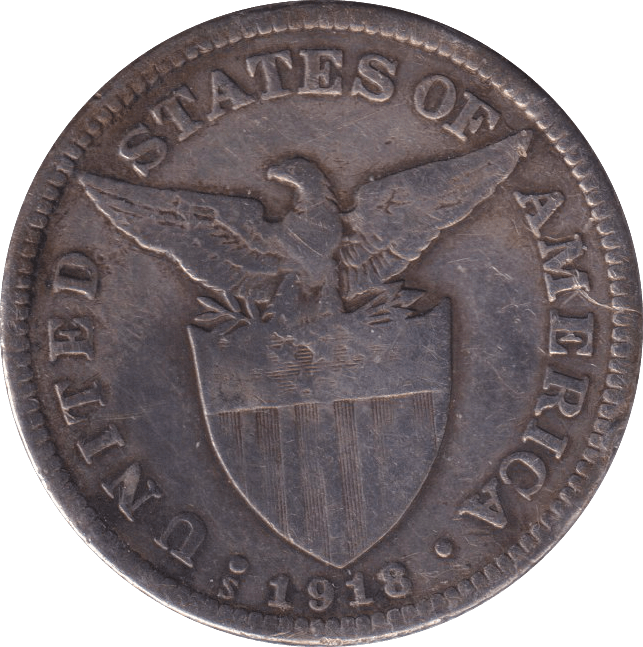 1918 FIFTY CENTS PHILIPPINES - WORLD COINS - Cambridgeshire Coins