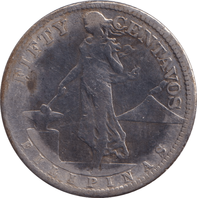 1918 FIFTY CENTS PHILIPPINES - WORLD COINS - Cambridgeshire Coins