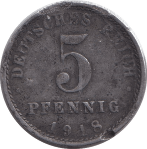 1918 FIVE PENNY - WORLD COINS - Cambridgeshire Coins