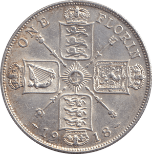 1918 FLORIN ( EF ) - FLORIN - Cambridgeshire Coins
