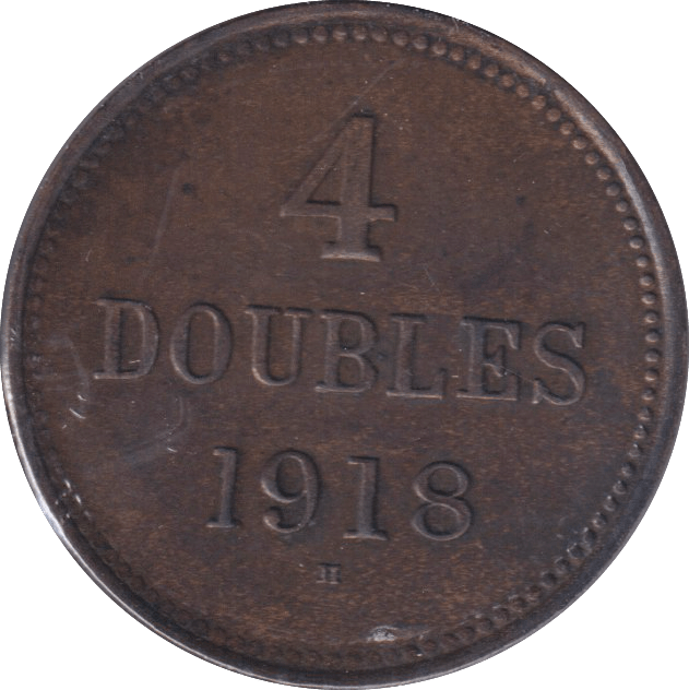 1918 FOUR DOUBLES GUERNSEY - WORLD COINS - Cambridgeshire Coins